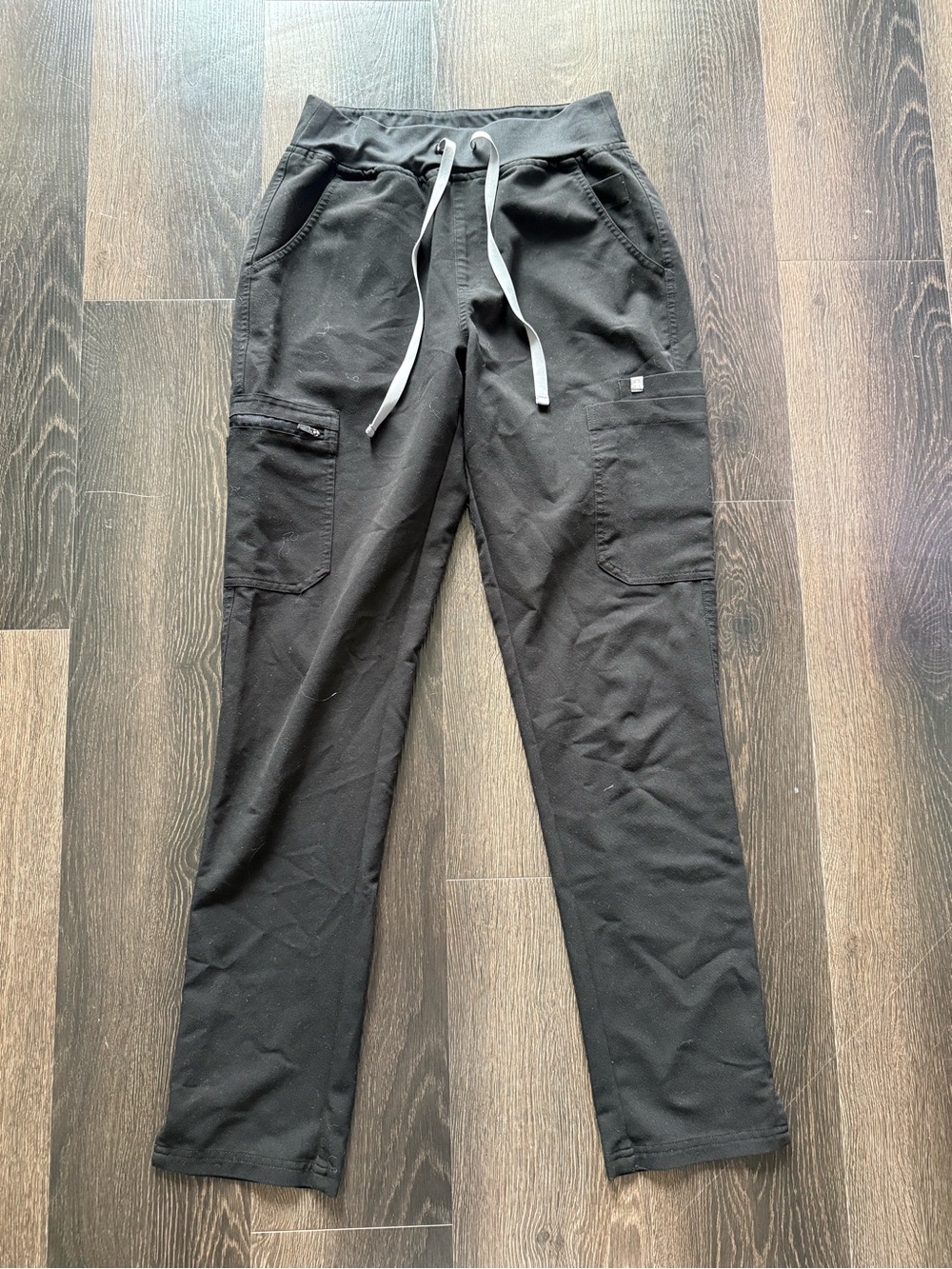 Figs Women's Black Cargo Joggers with Contrast Drawstring